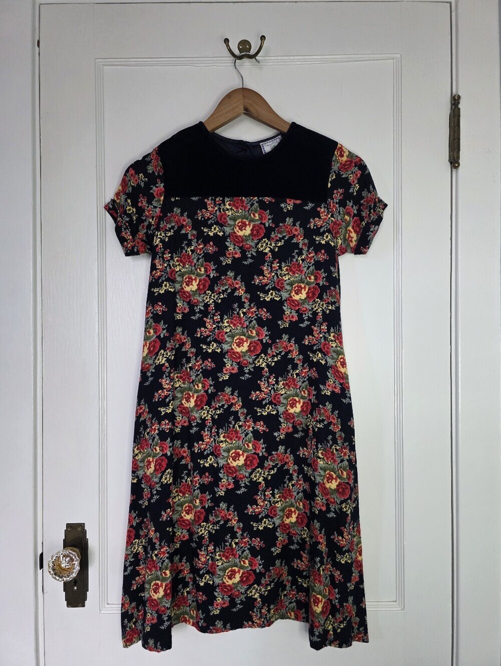Vintage Cornelloki Dress by April Cornell – Girls Size 7/8 – Navy / Floral